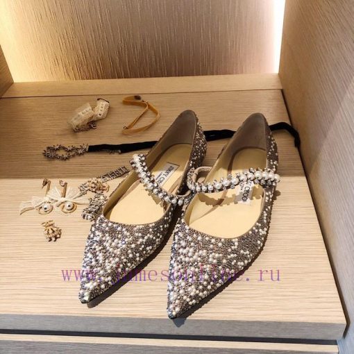 Top qualityjimmy choo ss24 new arrival～JC Classic Series | Pearl Diamond Chain Pointed Flat bk21f2jb - Image 3