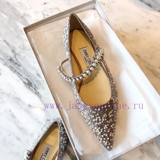 Top qualityjimmy choo ss24 new arrival～JC Classic Series | Pearl Diamond Chain Pointed Flat bk21f2jb - Image 6