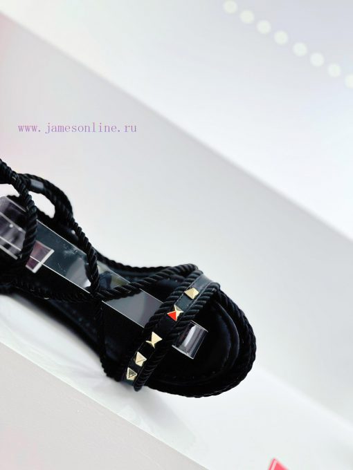 Valentino's new riveted hemp rope woven wedge heel sandals Simple and super versatile Perfeckfceltfv - Image 8