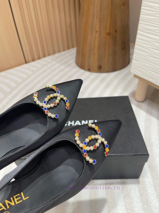 -24FW new Chanel pearl buckle flat/high-heeled sandalsDouble C color bead buckle design, suiyrob5eic - Image 6