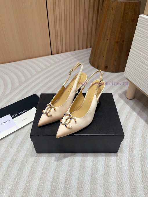 -24FW new Chanel pearl buckle flat/high-heeled sandalsDouble C color bead buckle design, sui551x3p5u - Image 2