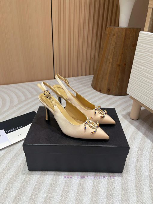 -24FW new Chanel pearl buckle flat/high-heeled sandalsDouble C color bead buckle design, sui551x3p5u - Image 3