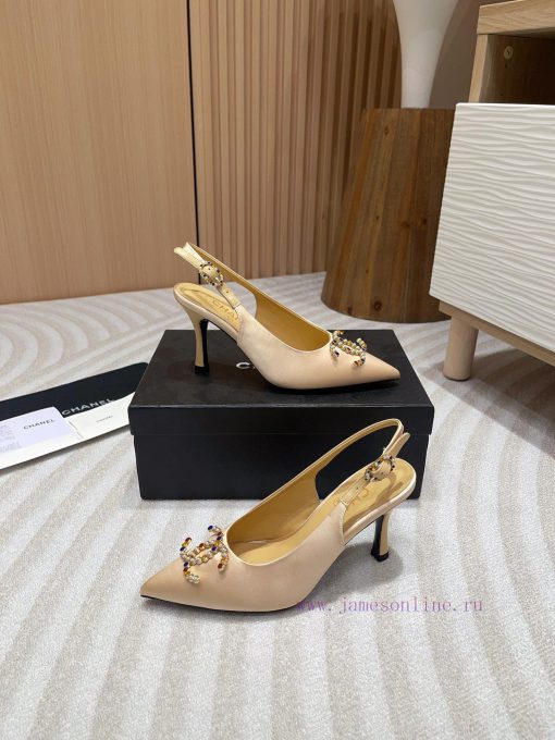 -24FW new Chanel pearl buckle flat/high-heeled sandalsDouble C color bead buckle design, sui551x3p5u - Image 4