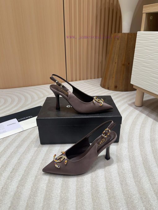-24FW new Chanel pearl buckle flat/high-heeled sandalsDouble C color bead buckle design, sui9i20tx19 - Image 4