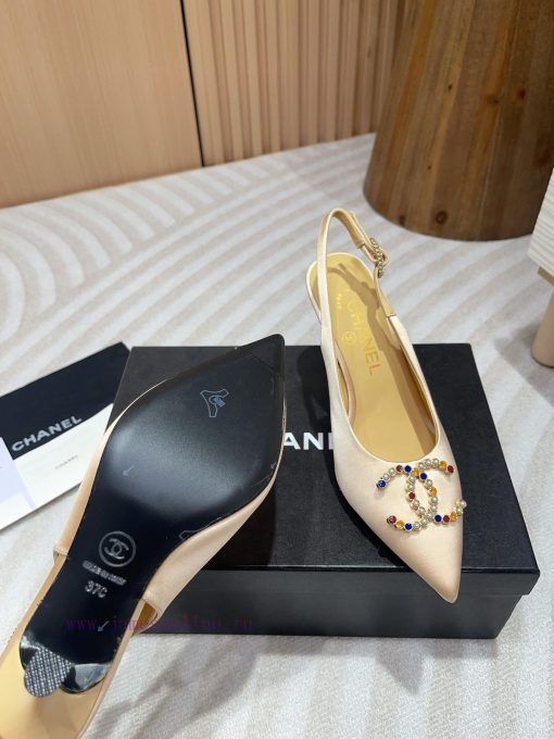 -24FW new Chanel pearl buckle flat/high-heeled sandalsDouble C color bead buckle design, sui551x3p5u - Image 7