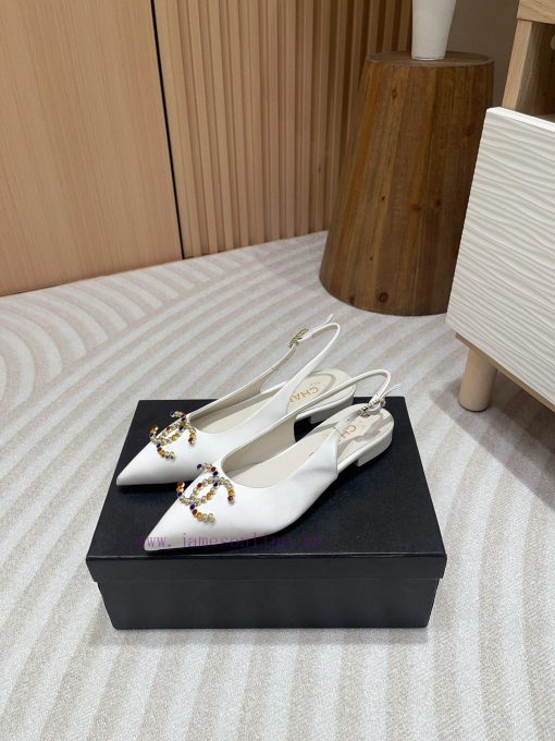 -24FW new Chanel pearl buckle flat/high-heeled sandalsDouble C color bead buckle design, suiwp6o63cn - Image 3
