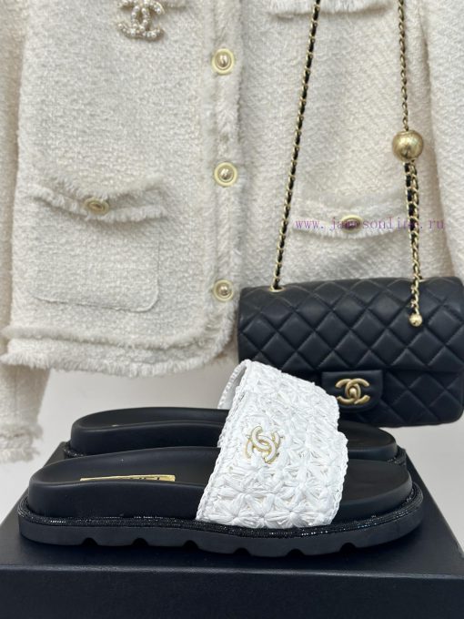 Chanel | Chanel 24P New ProductDouble C cool mat woven lazy slippersSimple and atmospheric, e2wjs8dv - Image 2