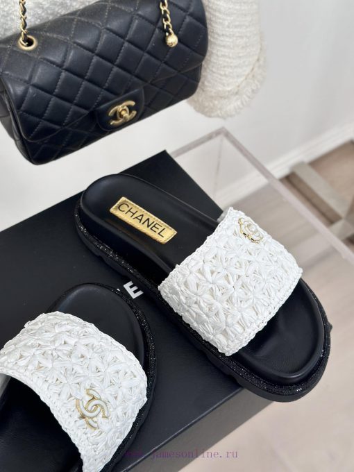 Chanel | Chanel 24P New ProductDouble C cool mat woven lazy slippersSimple and atmospheric, e2wjs8dv - Image 6
