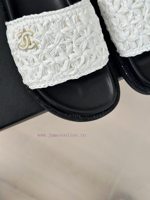 Chanel | Chanel 24P New ProductDouble C cool mat woven lazy slippersSimple and atmospheric, e2wjs8dv - Image 8
