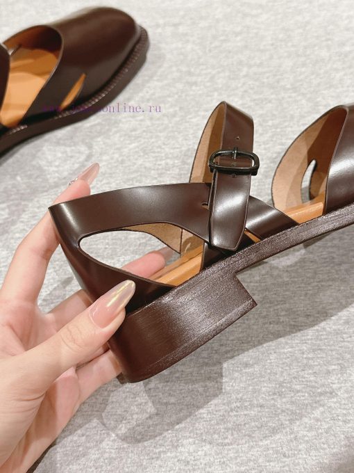 | ²⁰²4 𝐬𝐬  🤍🤎HEREU British minimalist motorcycle sandals with thick heels, round heads, anmce6ubd8 - Image 6