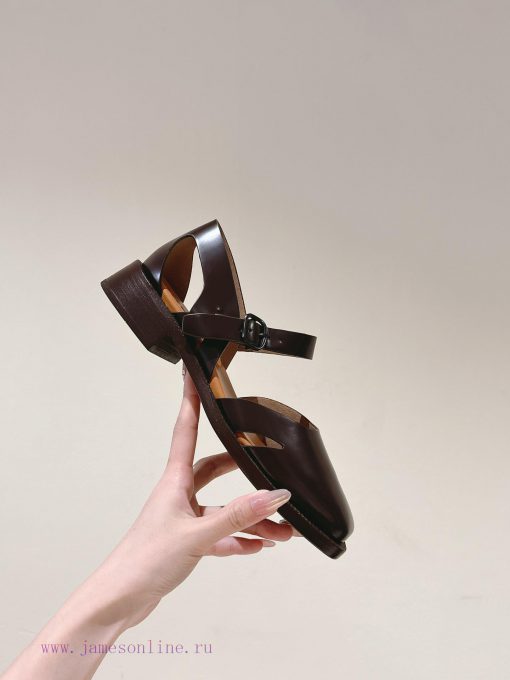 | ²⁰²4 𝐬𝐬  🤍🤎HEREU British minimalist motorcycle sandals with thick heels, round heads, anmce6ubd8 - Image 9