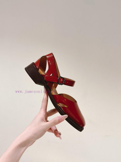 | ²⁰²4 𝐬𝐬  🤍🤎HEREU British minimalist motorcycle sandals with thick heels, round heads, anjk8p2x69 - Image 9