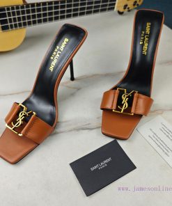 Saint Laurent fine heeled YSL sandals for early autumn 2024 synchronized YSL decoration clasgx137oh0