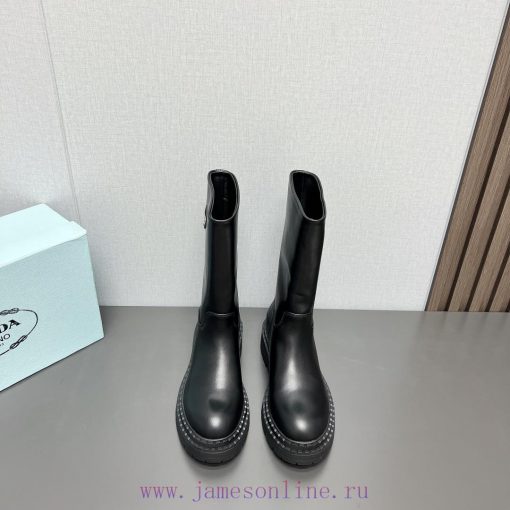Top tierPrada 24vs Autumn/Winter Latest Explosive Martin Boot SeriesRound toe thick soled bog09v4jce