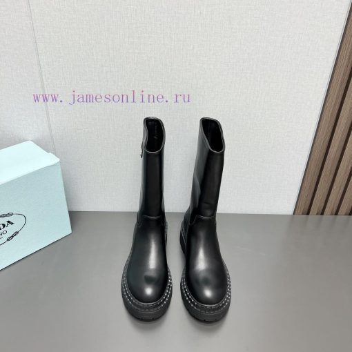 Top tierPrada 24vs Autumn/Winter Latest Explosive Martin Boot SeriesRound toe thick soled bog09v4jce - Image 2