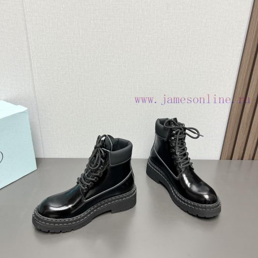 Top tierPrada 24vs Autumn/Winter Latest Explosive Martin Boot SeriesRound toe thick soled shrsenwtb0 - Image 4