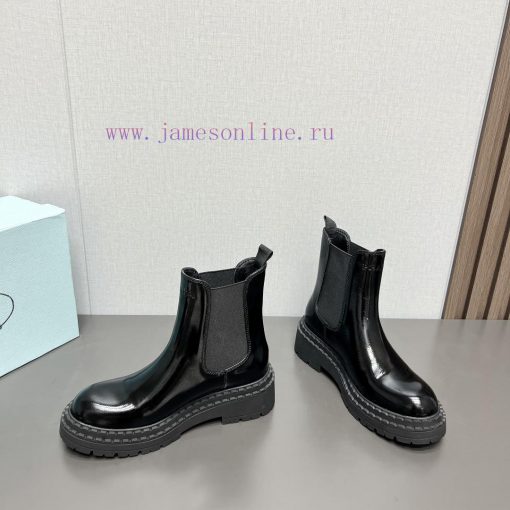 Top tierPrada 24vs Autumn/Winter Latest Explosive Martin Boot SeriesRound toe thick soled sh53tctaar - Image 4