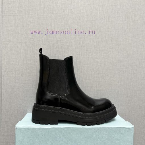 Top tierPrada 24vs Autumn/Winter Latest Explosive Martin Boot SeriesRound toe thick soled sh53tctaar - Image 6
