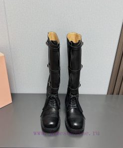 Top tierMIUMIU 2024 vs Autumn/Winter Latest Fashion Explosive CollectionSquare toe thick solzl4zchp7