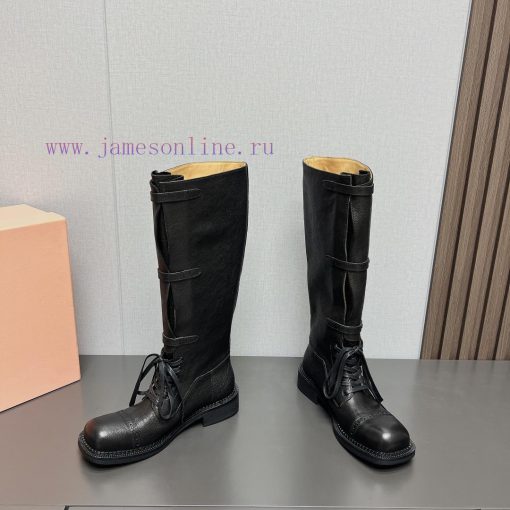 Top tierMIUMIU 2024 vs Autumn/Winter Latest Fashion Explosive CollectionSquare toe thick solzl4zchp7 - Image 4