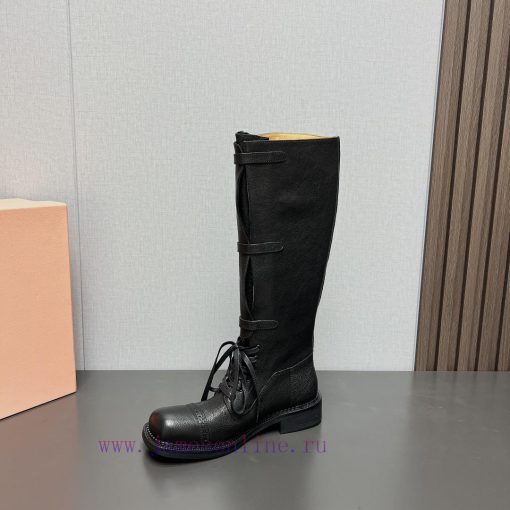 Top tierMIUMIU 2024 vs Autumn/Winter Latest Fashion Explosive CollectionSquare toe thick solzl4zchp7 - Image 5