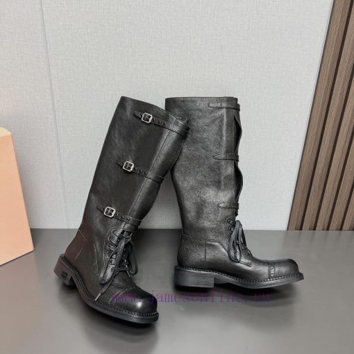 Top tierMIUMIU 2024 vs Autumn/Winter Latest Fashion Explosive CollectionSquare toe thick solzl4zchp7 - Image 7