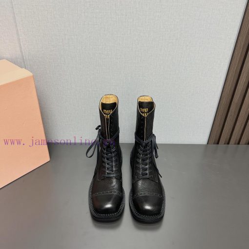 Top tierMIUMIU 2024 vs Autumn/Winter Latest Fashion Explosive CollectionSquare toe thick sol6j3375a3 - Image 2