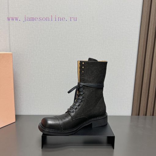 Top tierMIUMIU 2024 vs Autumn/Winter Latest Fashion Explosive CollectionSquare toe thick sol6j3375a3 - Image 5