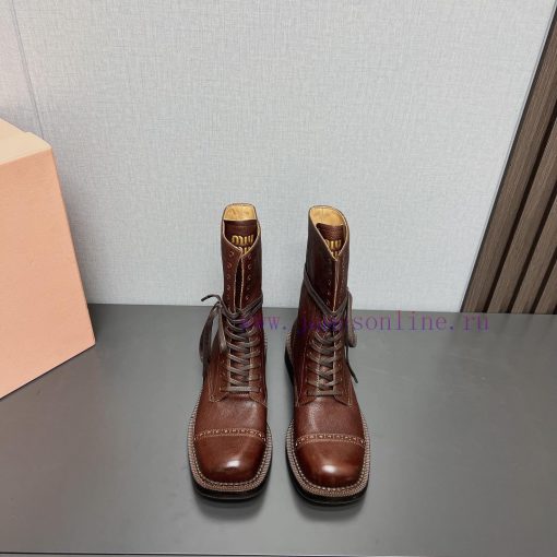 Top tierMIUMIU 2024 vs Autumn/Winter Latest Fashion Explosive CollectionSquare toe thick sol5xdtp69w - Image 2