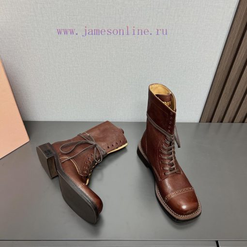 Top tierMIUMIU 2024 vs Autumn/Winter Latest Fashion Explosive CollectionSquare toe thick sol5xdtp69w - Image 4