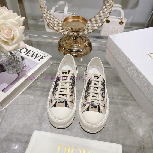DIOR New Edition - Embroidered Canvas Flat Casual ShoesFull cotton double-sided 3D 5D embroimlp5xzlp - Image 2