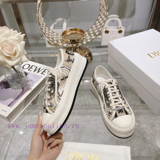 DIOR New Edition - Embroidered Canvas Flat Casual ShoesFull cotton double-sided 3D 5D embroimlp5xzlp - Image 3