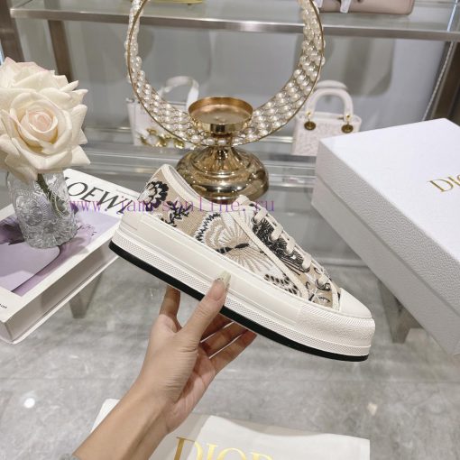 DIOR New Edition - Embroidered Canvas Flat Casual ShoesFull cotton double-sided 3D 5D embroimlp5xzlp - Image 4