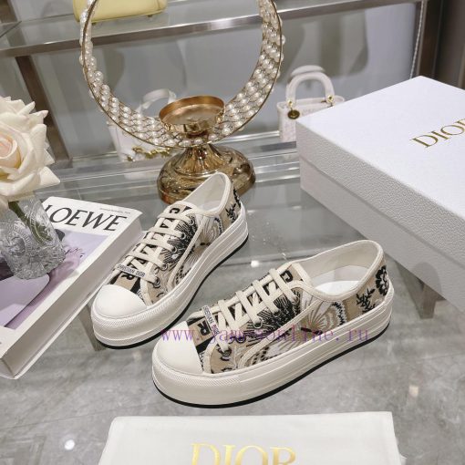 DIOR New Edition - Embroidered Canvas Flat Casual ShoesFull cotton double-sided 3D 5D embroimlp5xzlp - Image 5