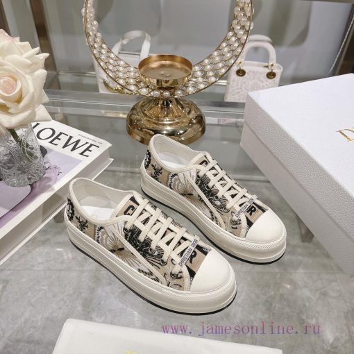 DIOR New Edition - Embroidered Canvas Flat Casual ShoesFull cotton double-sided 3D 5D embroimlp5xzlp - Image 6