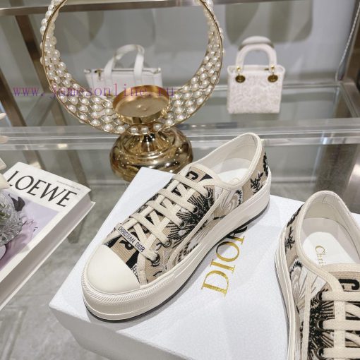 DIOR New Edition - Embroidered Canvas Flat Casual ShoesFull cotton double-sided 3D 5D embroimlp5xzlp - Image 7