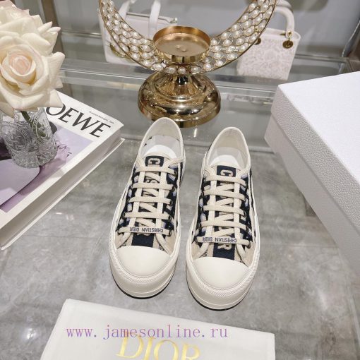 DIOR New Edition - Embroidered Canvas Flat Casual ShoesFull cotton double-sided 3D 5D embroi2oljx6lu - Image 2