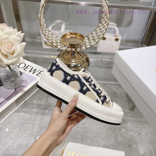 DIOR New Edition - Embroidered Canvas Flat Casual ShoesFull cotton double-sided 3D 5D embroi2oljx6lu - Image 4