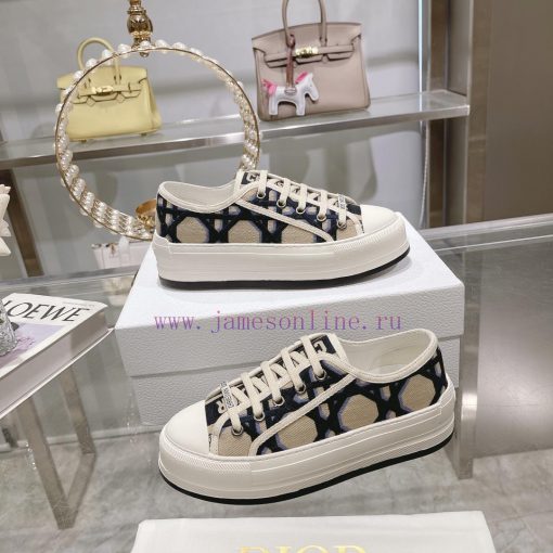 DIOR New Edition - Embroidered Canvas Flat Casual ShoesFull cotton double-sided 3D 5D embroi2oljx6lu - Image 5