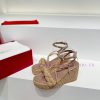 Valentino's new riveted hemp rope woven wedge heel sandals Simple and super versatile Perfec2h383krm