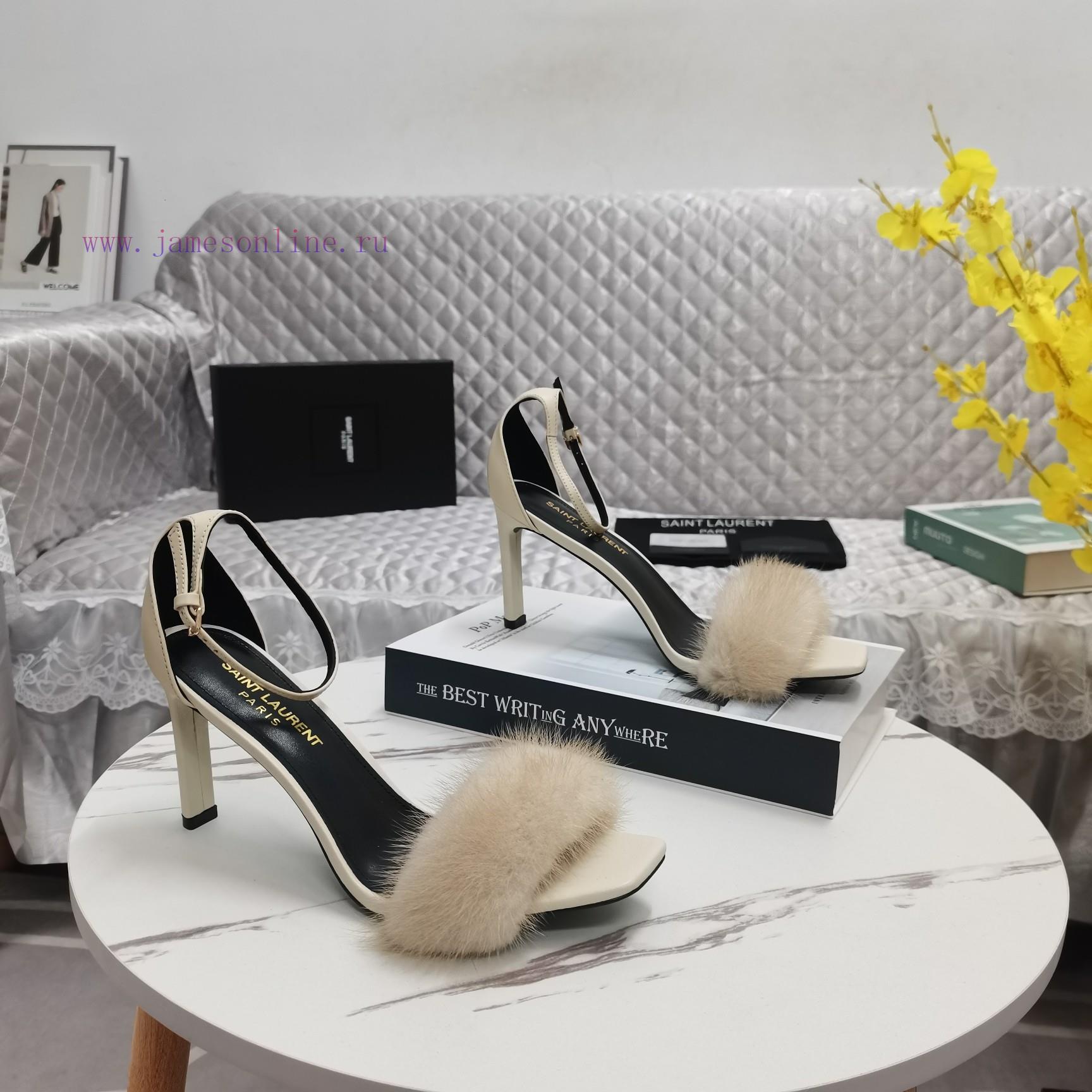 YSL Classic Thin Heel mink fur sandalsCorrect version ️ Correct details ️Original consistentznptkeff - Image 2