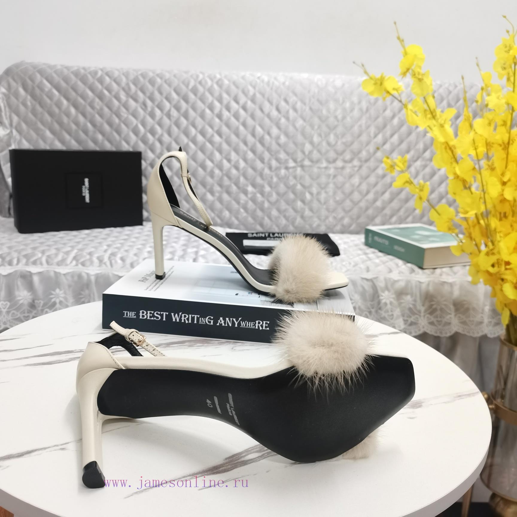YSL Classic Thin Heel mink fur sandalsCorrect version ️ Correct details ️Original consistentznptkeff - Image 6