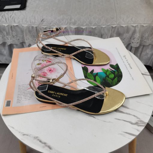 New Release - Saint Laurent YSL New SandalsHot pressed diamond toe flat sandalsCorrect versic2bu8bih - Image 2