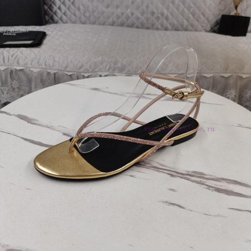 New Release - Saint Laurent YSL New SandalsHot pressed diamond toe flat sandalsCorrect versic2bu8bih - Image 6