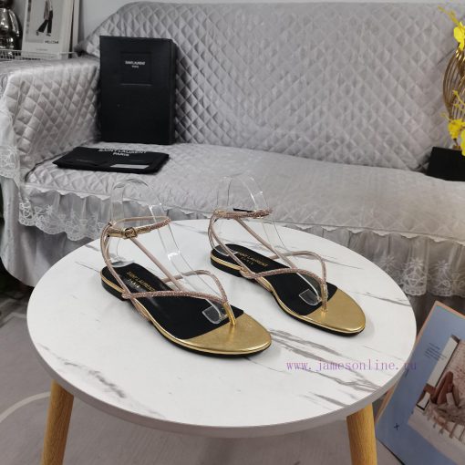 New Release - Saint Laurent YSL New SandalsHot pressed diamond toe flat sandalsCorrect versic2bu8bih - Image 8