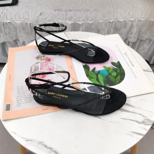 New Release - Saint Laurent YSL New SandalsHot pressed diamond toe flat sandalsCorrect versivw8gby64 - Image 2