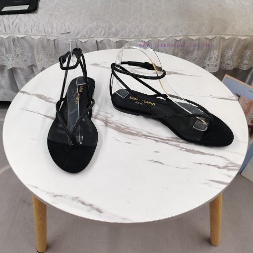 New Release - Saint Laurent YSL New SandalsHot pressed diamond toe flat sandalsCorrect versivw8gby64 - Image 5