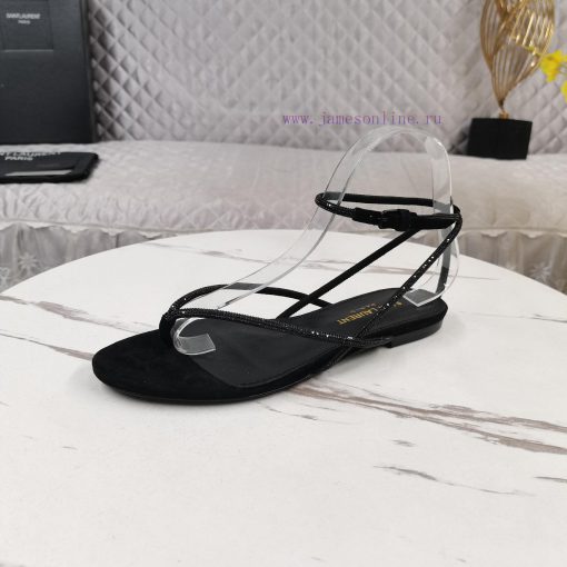 New Release - Saint Laurent YSL New SandalsHot pressed diamond toe flat sandalsCorrect versivw8gby64 - Image 7