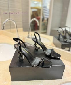SAINT LAURENT YSL letter metal buckle baked paint YSL letter and high-heeled sandals color lsz1zegd9