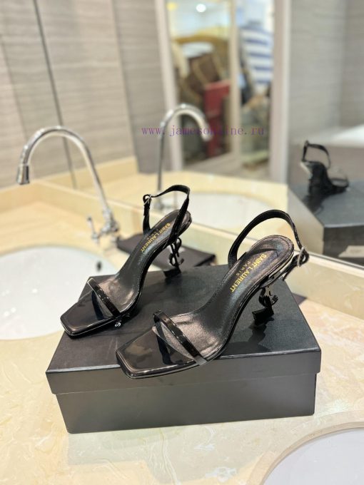 SAINT LAURENT YSL letter metal buckle baked paint YSL letter and high-heeled sandals color lsz1zegd9 - Image 3